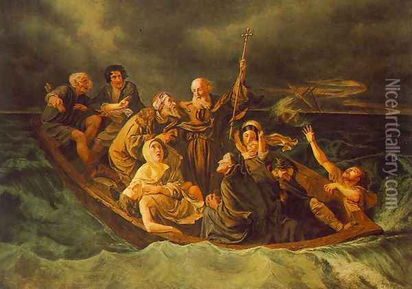 Lifeboat 1847 Oil Painting - Mihaly von Zichy