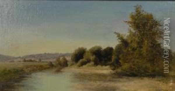 Landscape With Stream Oil Painting - Aaron Draper Shattuck