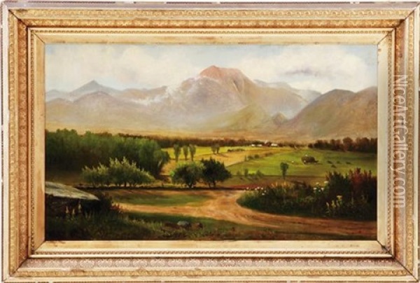 Mountainous Farming Scene, New Hampshire Oil Painting - Samuel W. Griggs