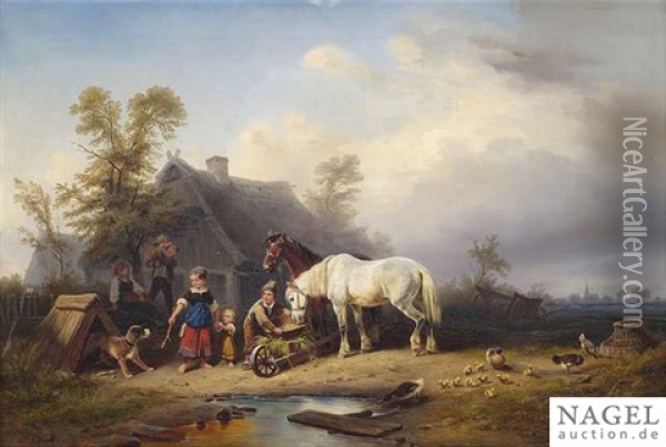 Rural Idyll Oil Painting - Wilhelm Alexander Meyerheim