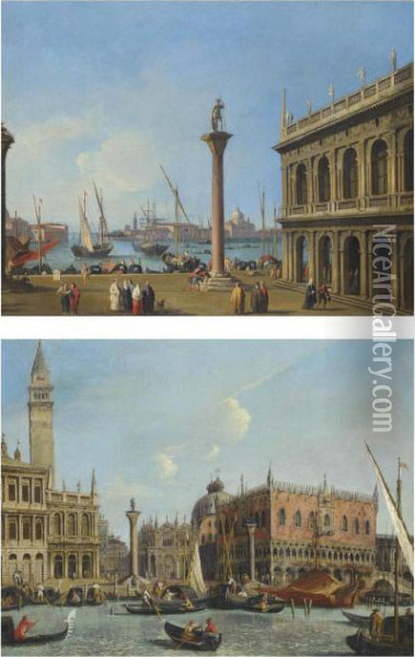 The Molo, Venice, With The Doge's Palace Oil Painting - (Giovanni Antonio Canal) Canaletto