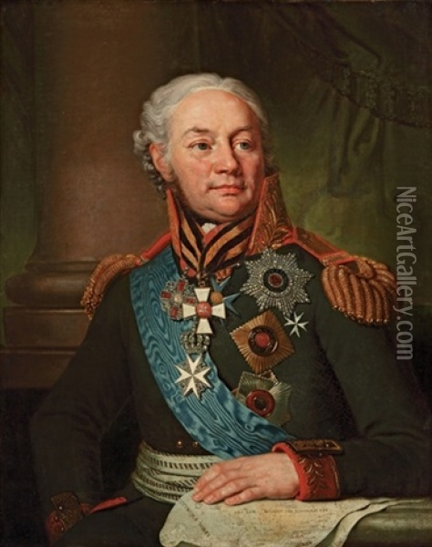 Portrait Of Count Fedor-fedorovich Buxhoeveden Oil Painting - Vladmir Lukich Borovikovsky