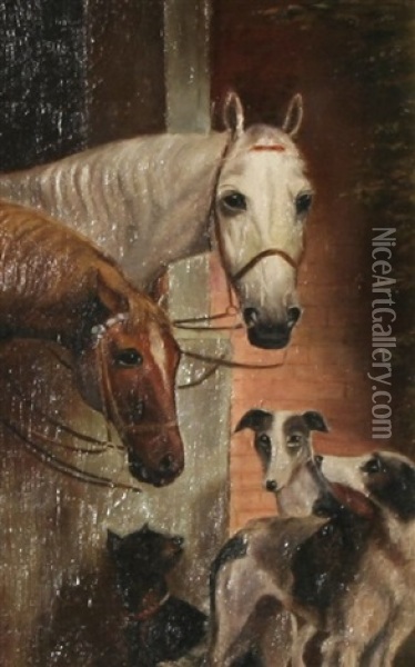 By The Stable Oil Painting - Colin Graeme