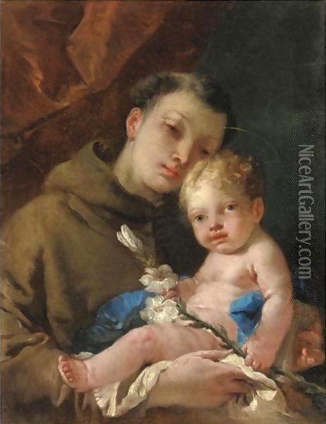 Sant'Antonio Da Padova Col Bambino Oil Painting - Francesco Zugno