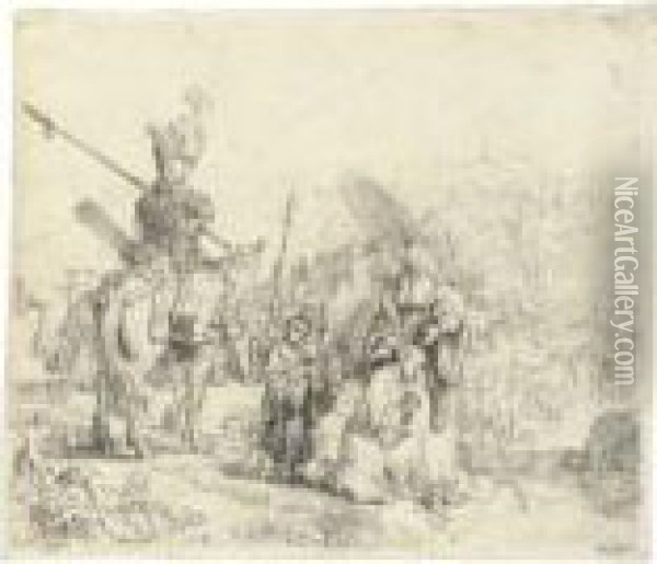 The Baptism Of The Eunuch (b., Holl. 98; H. 182) Oil Painting - Rembrandt Van Rijn