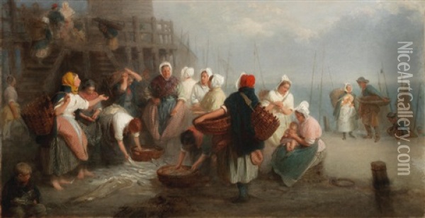 Fish Market - Make Your Bid Oil Painting - John Morgan