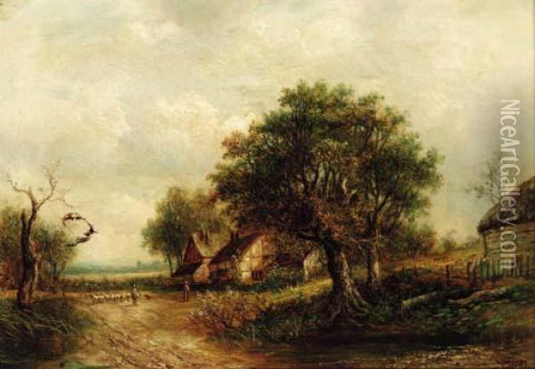 Cottages Near Tenbury, Wells Oil Painting - Joseph Thors