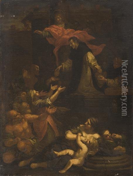 San Domenico Distribuisce Il Pane Ai Poveri Oil Painting - Lazzaro Baldi