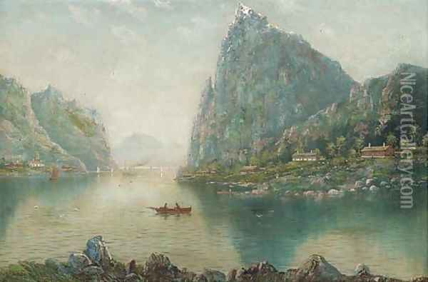 Summer waters on a Norwegian fjord Oil Painting - Nils Hans Christiansen