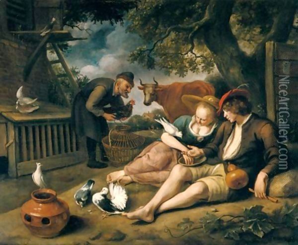 'De Duiventil' - An Allegory Of Love Oil Painting - Jan Steen