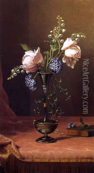 Victorian Vase With Flowers Of Devotion Oil Painting - Martin Johnson Heade