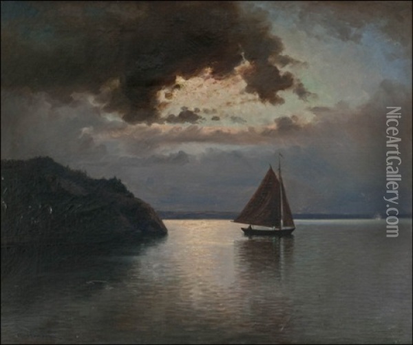 Iltapurjehdus (sailing At Dawn) Oil Painting - Erik Abrahamsson