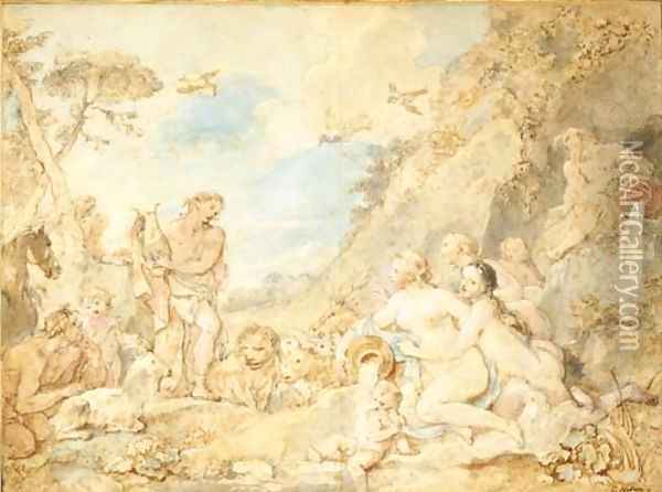 Orpheus charming the animals and the nymphs Oil Painting - Charles Joseph Natoire