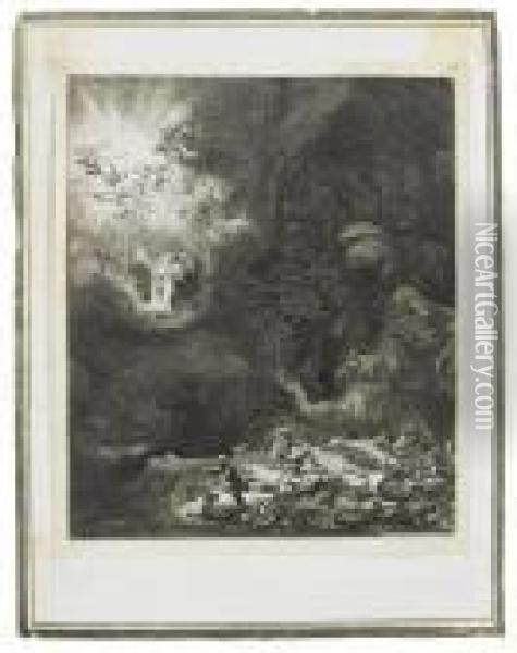 Angel Appearing To The Shepherds Oil Painting - Rembrandt Van Rijn