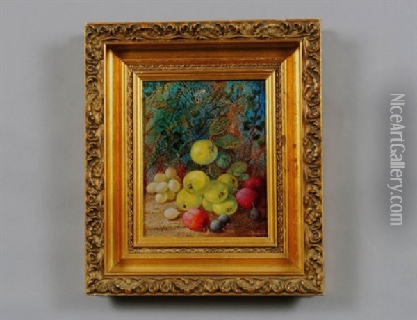Still Life With Plums And Grapes Oil Painting - Vincent Clare