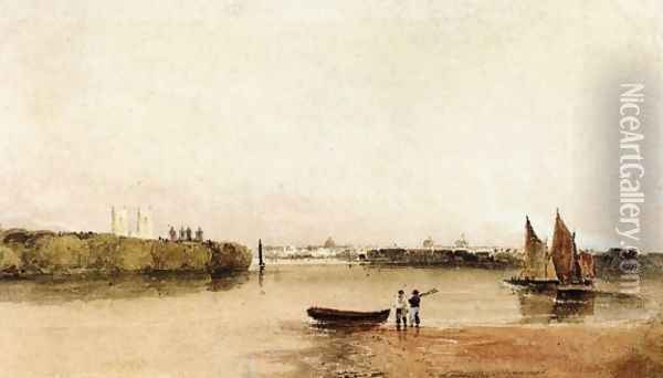 A View of Westminster from Battersea Oil Painting - Peter de Wint