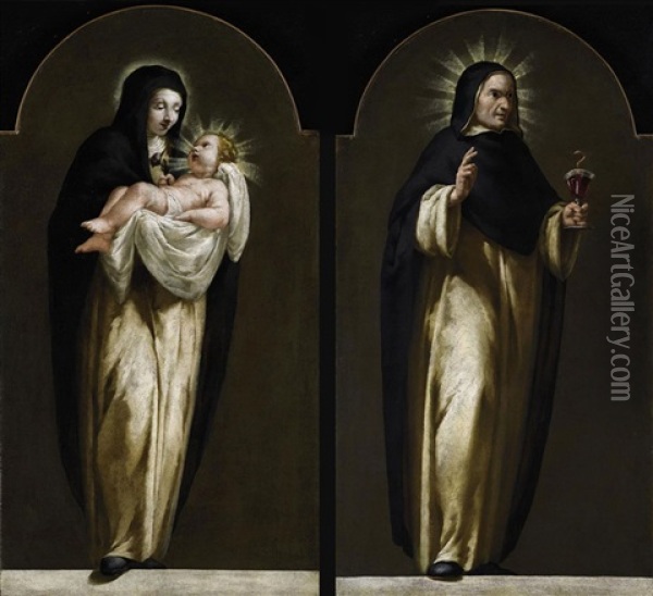 Santa Rosa Da Lima (+ San Ludovico Beltran; 2 Works) Oil Painting - Giovanni Battista Lucini