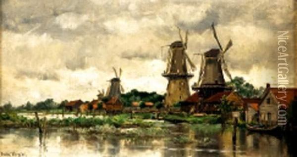 Paysage Aux Moulins Oil Painting - Emile Louis Vernier