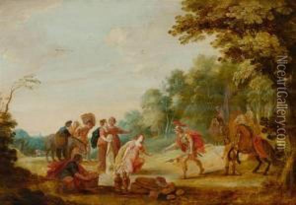 David And Abigail Greeting. Oil Painting - Hans III Jordaens