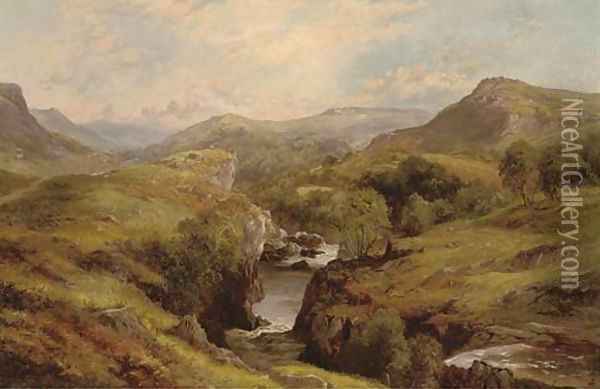 A river winding through an extensive landscape Oil Painting - Edward Henry Holder
