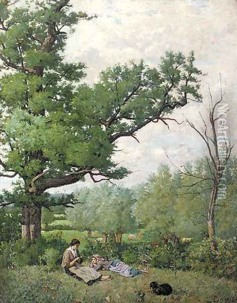 A midday rest Oil Painting - Louis Dauvergne