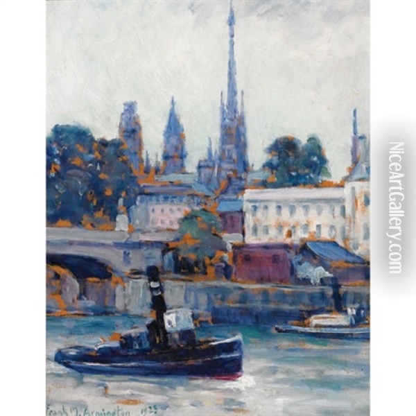 La Seine A Rouen Oil Painting - Frank Milton Armington