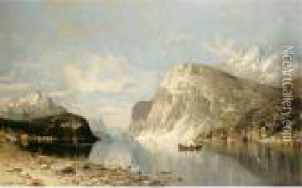 Rowing On The Fjord Oil Painting - Adelsteen Normann