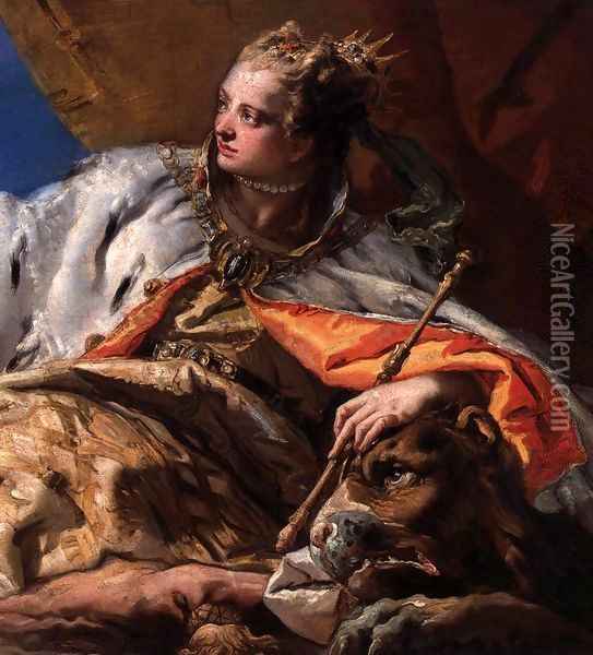 Neptune Offering Gifts to Venice (detail) 2 Oil Painting - Giovanni Battista Tiepolo