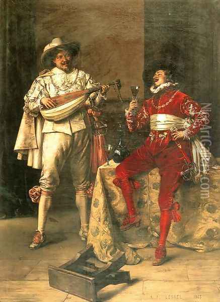 Gentlemen's Pleasures Oil Painting - Adolphe-Alexandre Lesrel
