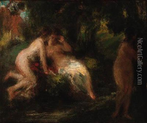 Female Bathers In A Forest Oil Painting - Ignace Henri Jean Fantin-Latour