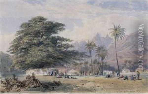 Festive Scene In Moorea, Tahiti Oil Painting - Nicholas Chevalier