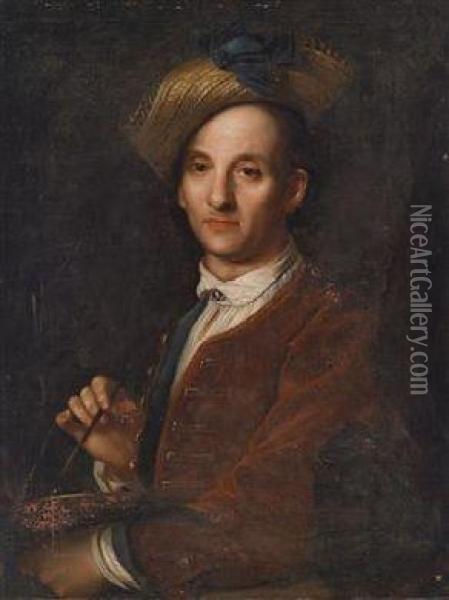 Portrait Of The Painter David Hoyer Oil Painting - Johann Kupetzki