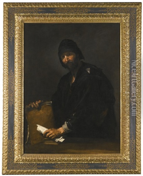 A Philosopher, Probably Heraclitus Oil Painting - Jusepe de Ribera
