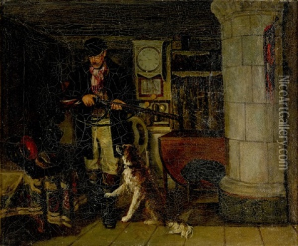 Jagarens Uppbrott Oil Painting - Ernst Josephson