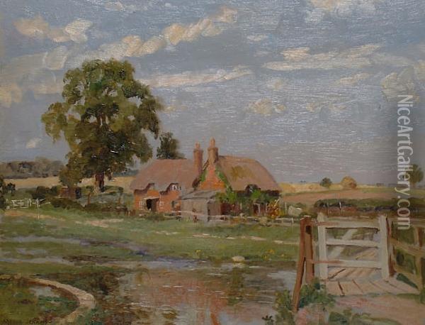 On The River Dunn Between Froxfield And Hungerford. Oil Painting - Arthur Henry Jenkins