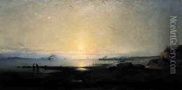 The Firth of Forth from Cramond, 1864 Oil Painting - James Cassie