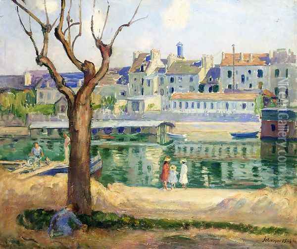 Lagny, View of the Quai de Pamponne Oil Painting - Henri Lebasque