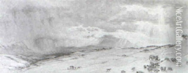 Storm Across A Valley Oil Painting - William Shackleton