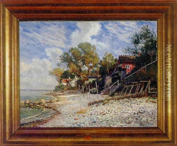 Stranden Ved Aalsgaarde, Sommer Oil Painting - Olaf Viggo Peter Langer
