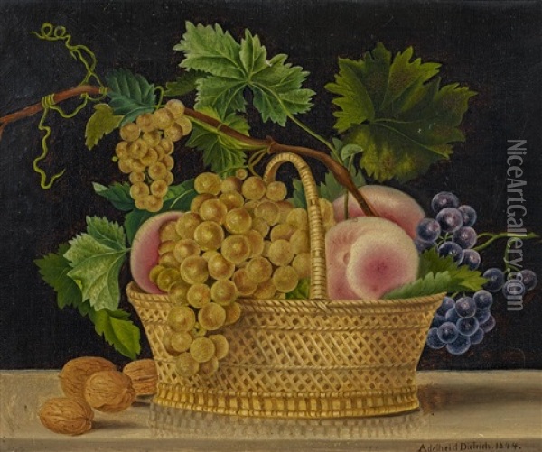 Stillleben Mit Einem Fruchtekorb Oil Painting - Adelheid Dietrich