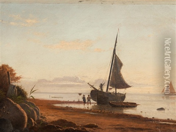 Fishing Boots At Coast Oil Painting - Viggo Fauerholdt