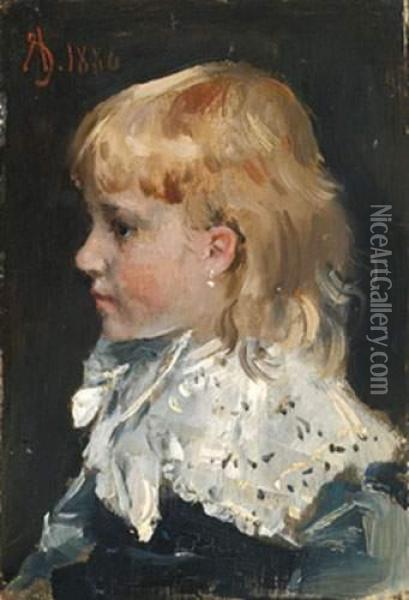  Portrait D'enfant, 1880  Oil Painting - Aime Stevens