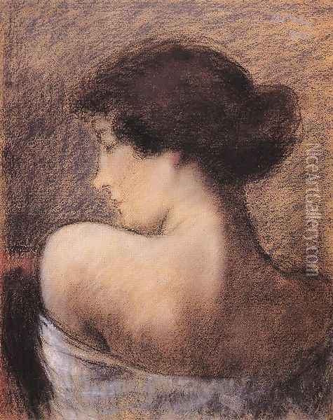 Profile of a Woman Zorka 1916 Oil Painting - Jozsef Rippl-Ronai