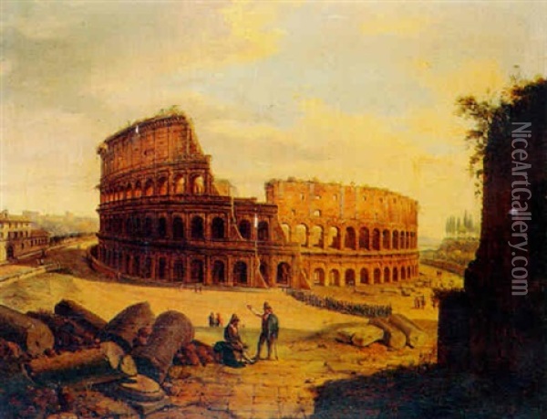A View Of The Colosseum, Rome Oil Painting - Jacob George Strutt