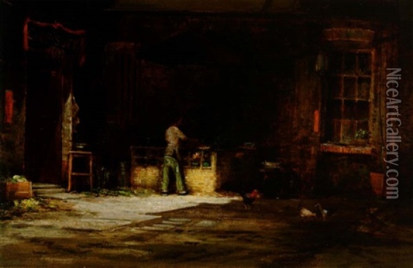 Public Kitchen, Old Chinatown Oil Painting - Charles Albert Rogers
