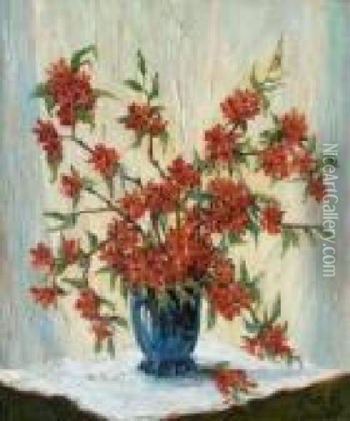 Japanische Kirschbluten In Vase Oil Painting - Emil Orlik