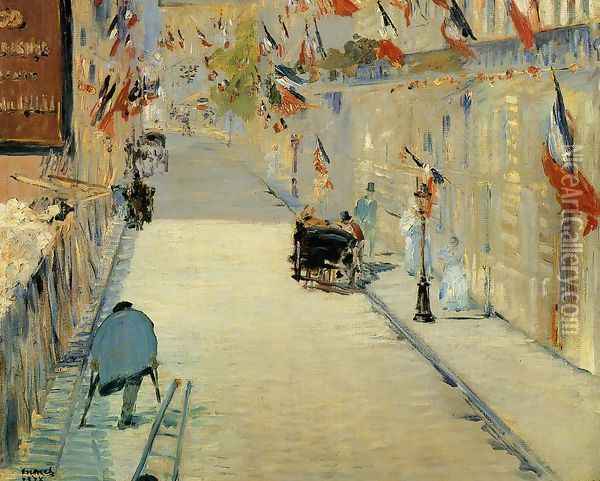 Rue Mosnier with Flags 1878 Oil Painting - Edouard Manet