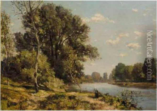 Washing In The River Oil Painting - Herbert Hughes Stanton