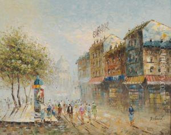 Paris Street Scene Oil Painting - P. Clement