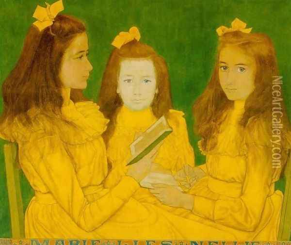The three girls Volker van Waverveen Oil Painting - Jan Toorop